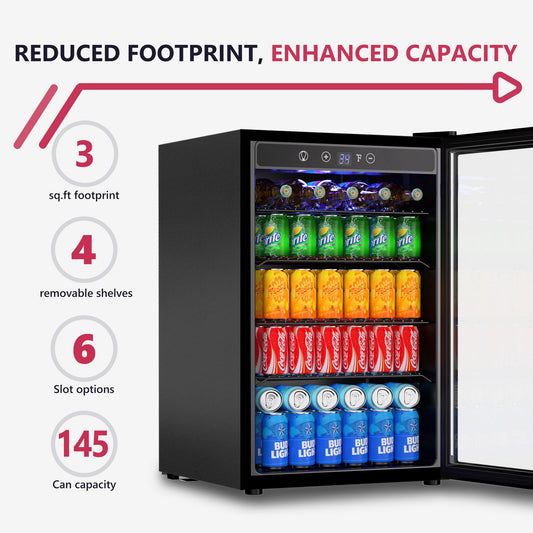 Icyglee 145 Can Beverage Refrigerator Mini Fridge
