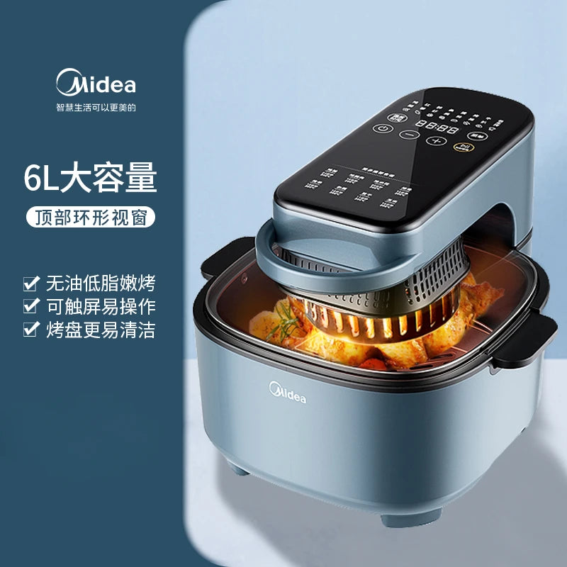 Midea nueva freidora de aire visual hogar nuevo horno multifuncional de gran capacidad máquina dos en uno modelo de pantalla táctil mejorado