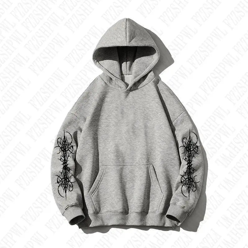 Y2K Zip up hoodie Rock Goth Harajuku Graphic Print Casual Zipper Hoodie sweatshirt Vintage Punk High street Hiphop Clothes Loose