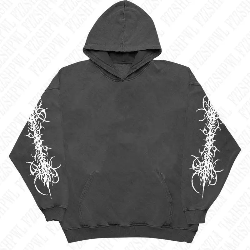 Y2K Zip up hoodie Rock Goth Harajuku Graphic Print Casual Zipper Hoodie sweatshirt Vintage Punk High street Hiphop Clothes Loose
