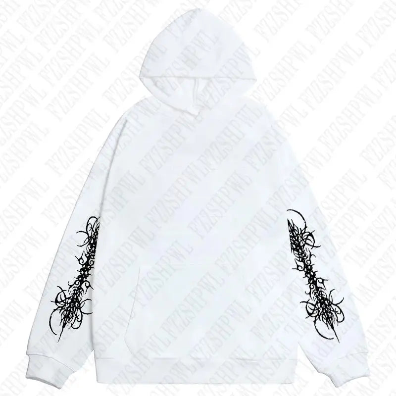 Y2K Zip up hoodie Rock Goth Harajuku Graphic Print Casual Zipper Hoodie sweatshirt Vintage Punk High street Hiphop Clothes Loose