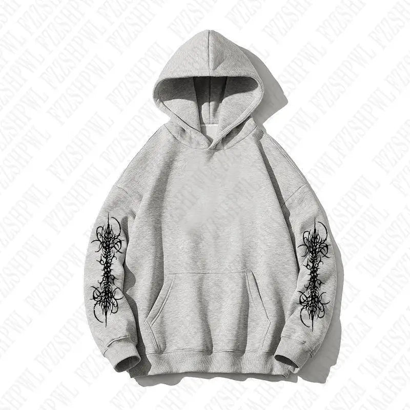 Y2K Zip up hoodie Rock Goth Harajuku Graphic Print Casual Zipper Hoodie sweatshirt Vintage Punk High street Hiphop Clothes Loose