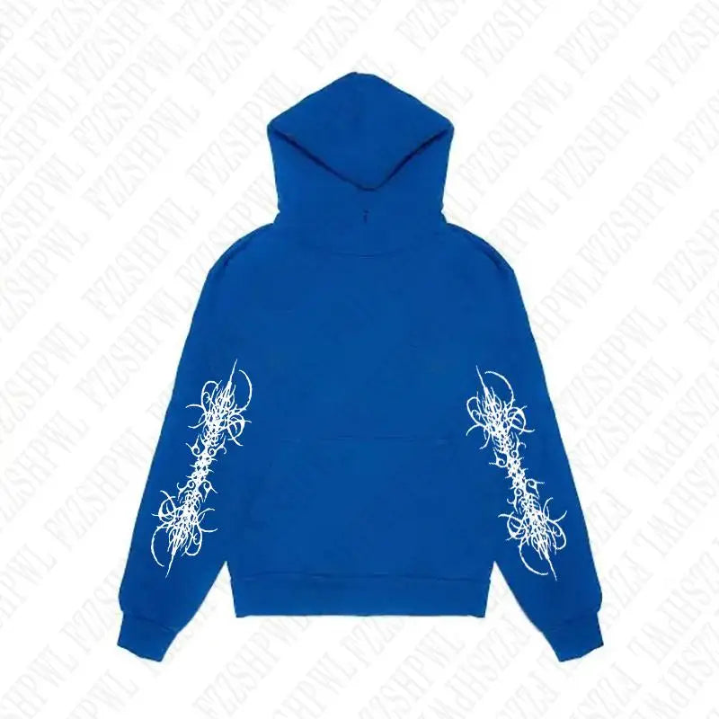 Y2K Zip up hoodie Rock Goth Harajuku Graphic Print Casual Zipper Hoodie sweatshirt Vintage Punk High street Hiphop Clothes Loose