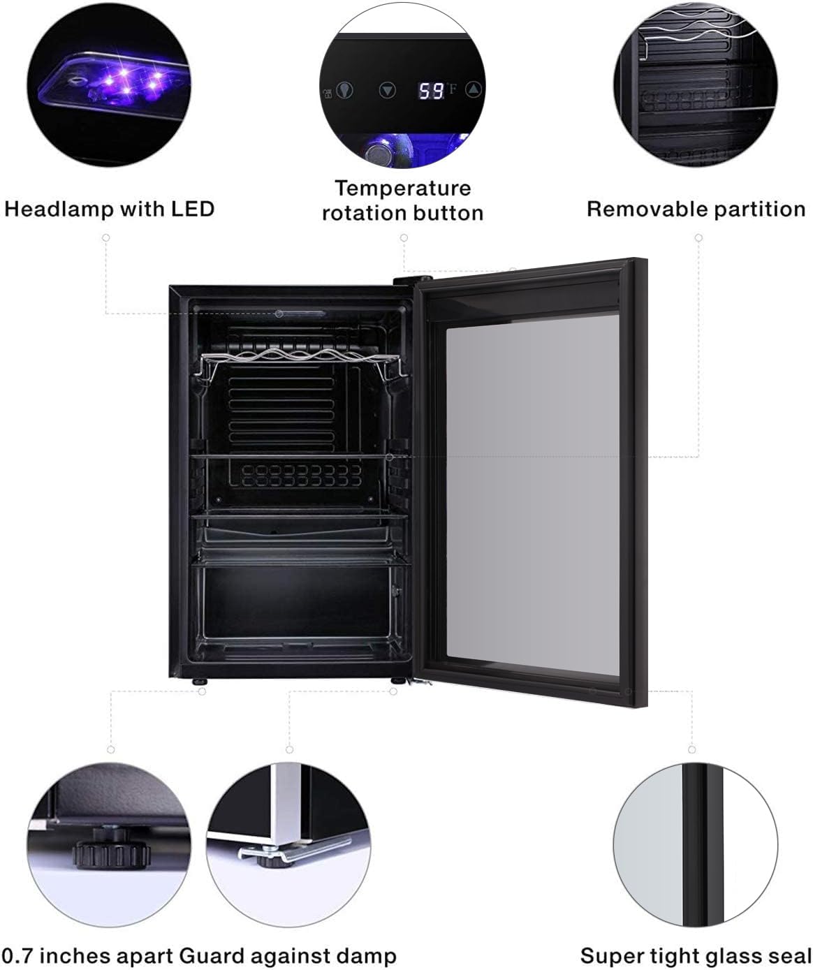 Antarctic Star 36 Bottle Wine Cooler Refrigerator Black