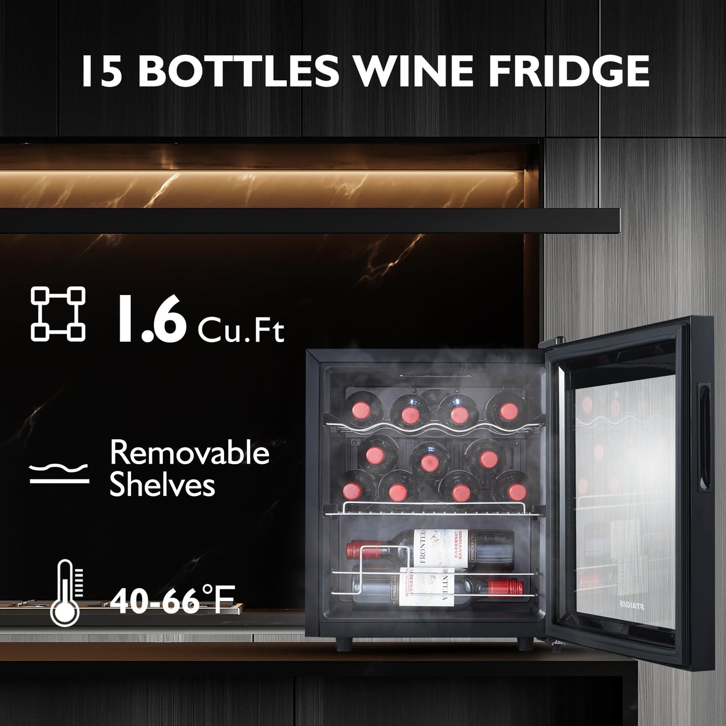 STAIGIS 15 Bottle Mini Wine Fridge with Digital Control