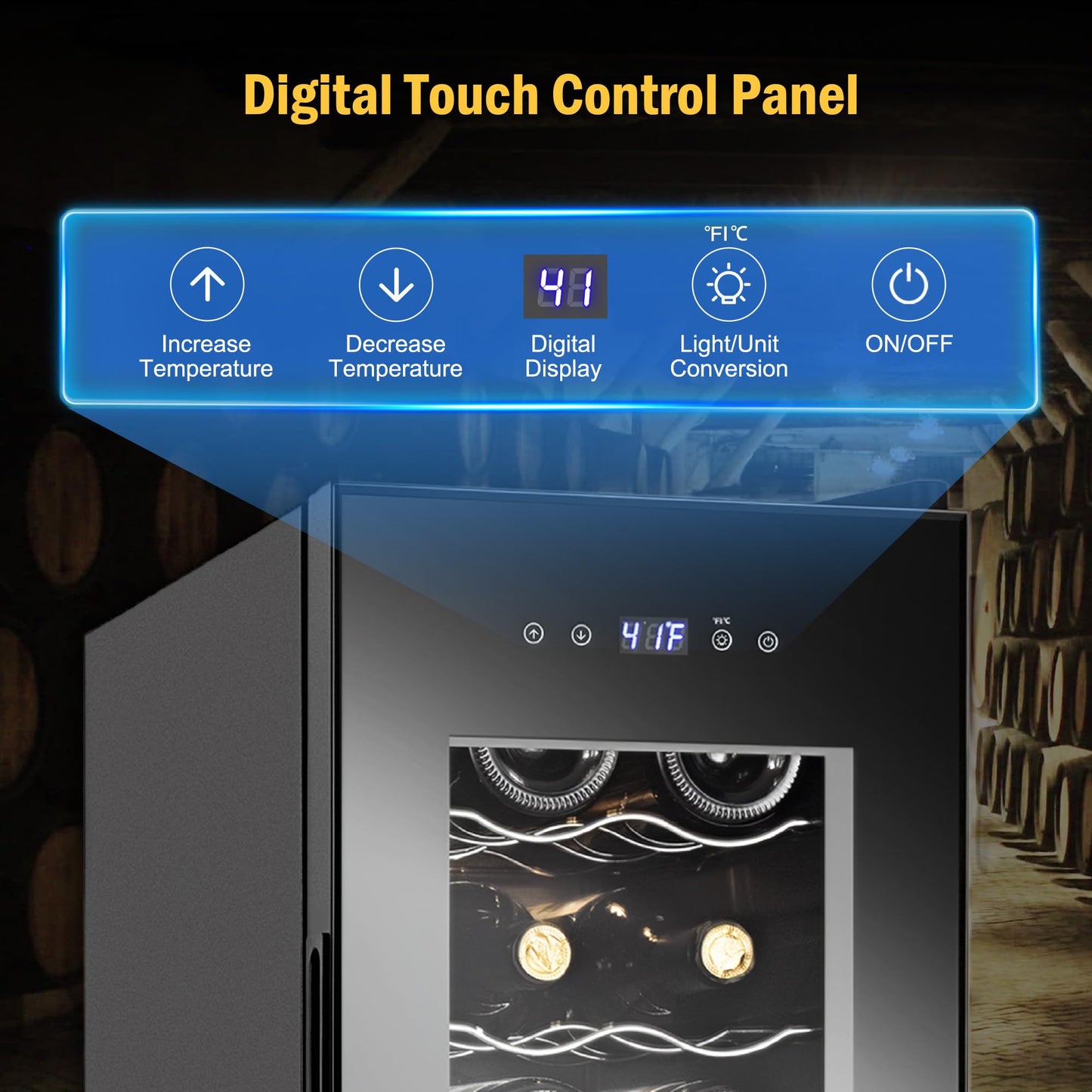 FoMup 12 Bottle Wine Fridge with Digital Temperature Control