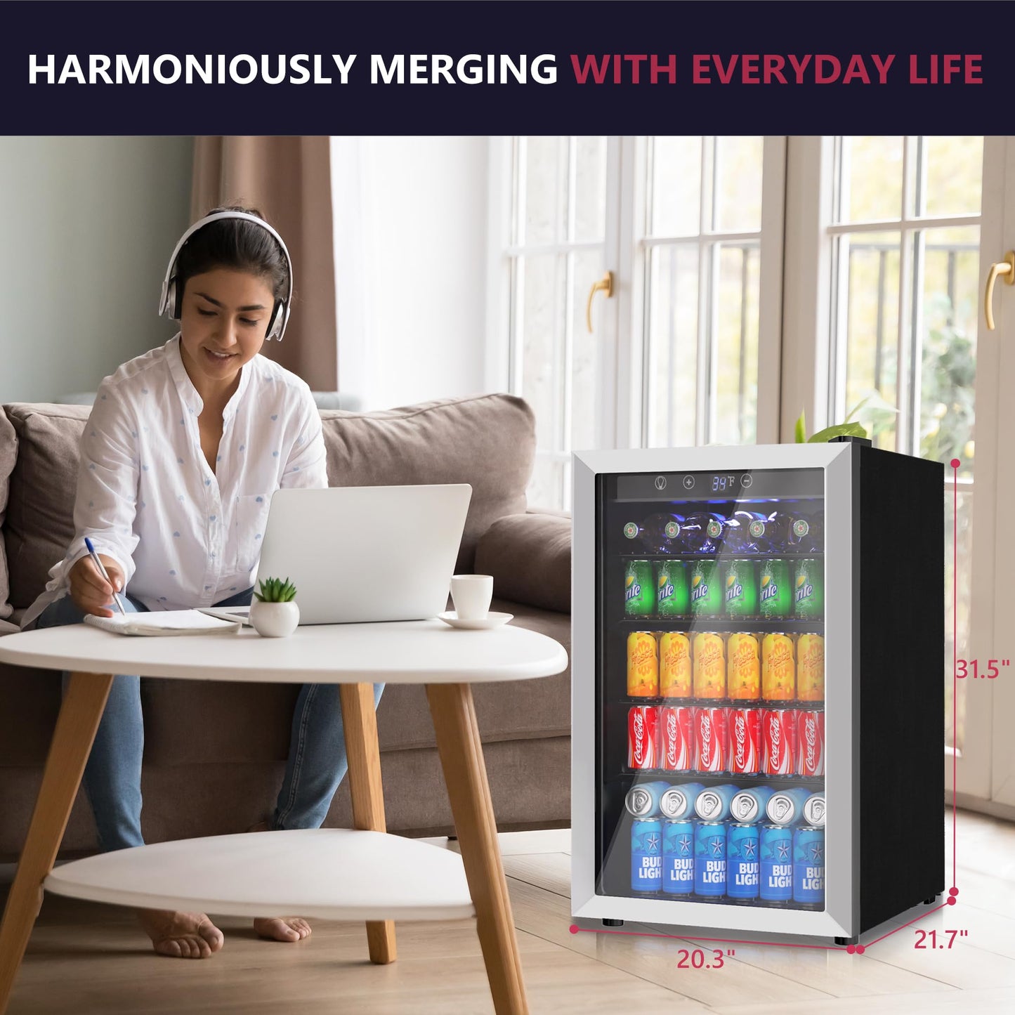 Icyglee 145 Can Beverage Refrigerator Mini Fridge