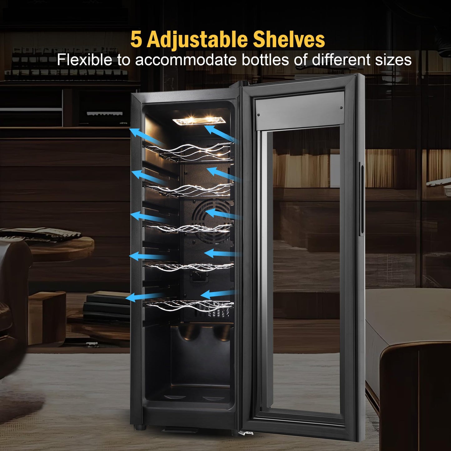 FoMup 12 Bottle Wine Fridge with Digital Temperature Control