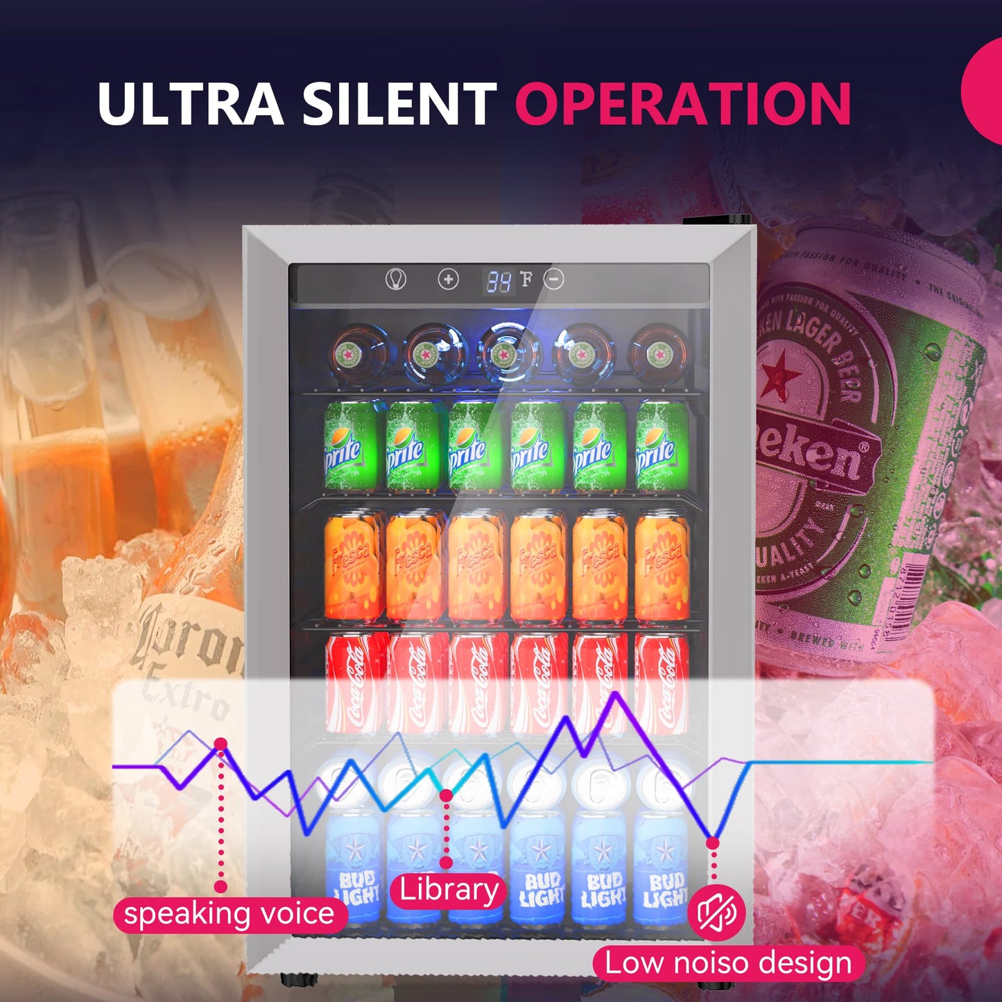 Icyglee 145 Can Beverage Refrigerator Mini Fridge