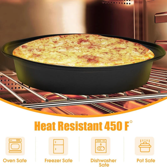 Moule à gâteau rond de 8 pouces, plateau de cuisson en acier au carbone avec poignée, poêle antiadhésive résistante à la chaleur, friteuse à Air, accessoires de friteuse à air de cuisine