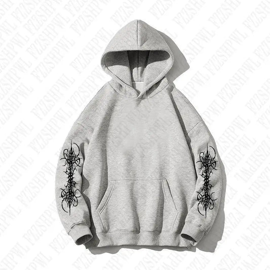 Y2K Zip up hoodie Rock Goth Harajuku Graphic Print Casual Zipper Hoodie sweatshirt Vintage Punk High street Hiphop Clothes Loose